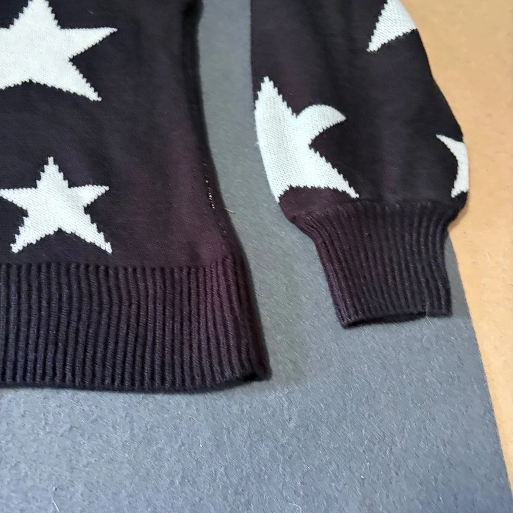 LTX Sportswear Star Knit Sweater Men XL Black Streetwear Avant Garde Tacky